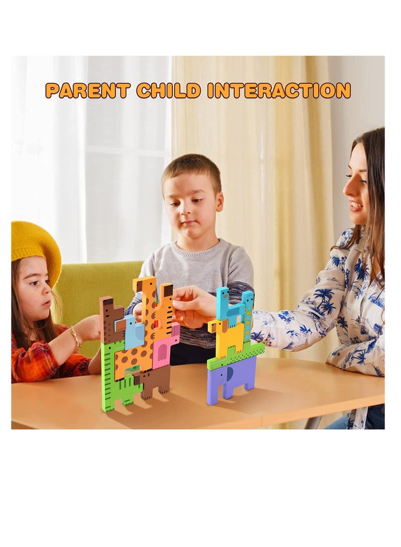 Wooden Toddler Puzzles Toys Animal Beechwood Building Blocks Montessori Educational Toys for Toddler 3+ Years Shape Matching 3D Wooden Puzzle - Image 5